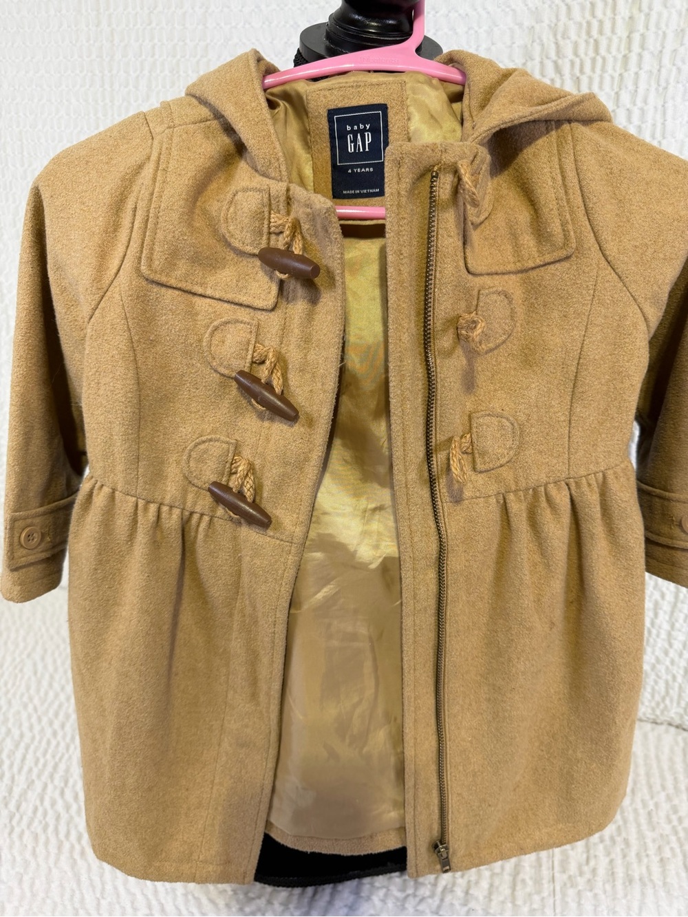 GAP Tan Hooded Toggle Pea Coat for Kids